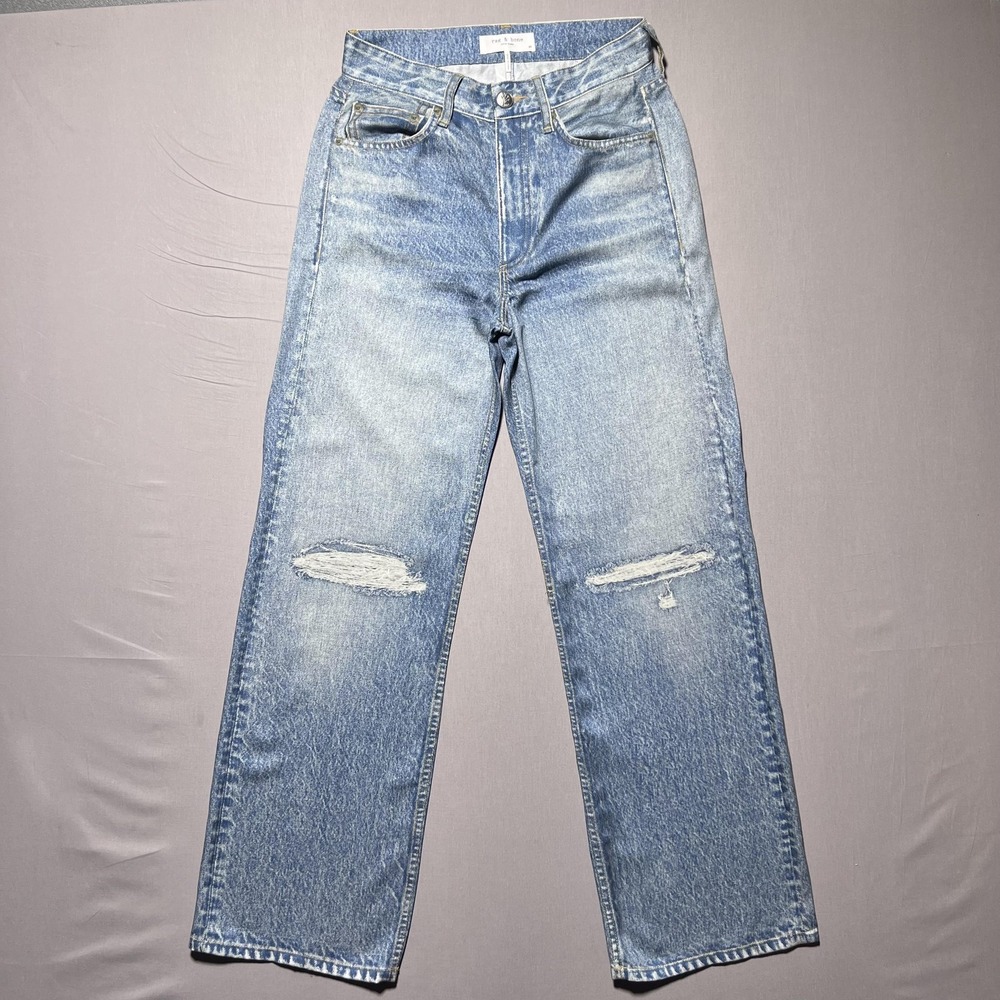 Rag & Bone Liquid Dara Miramar Wide Leg Pants Distressed Print Jeans 23 NWOT